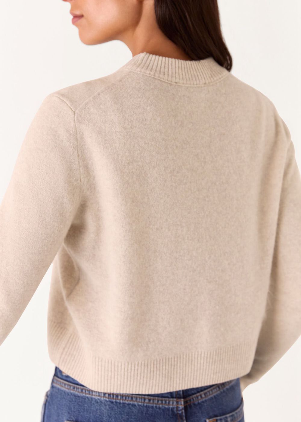 Whistles Wool Cropped Sweater Beige | US-74051EPVA