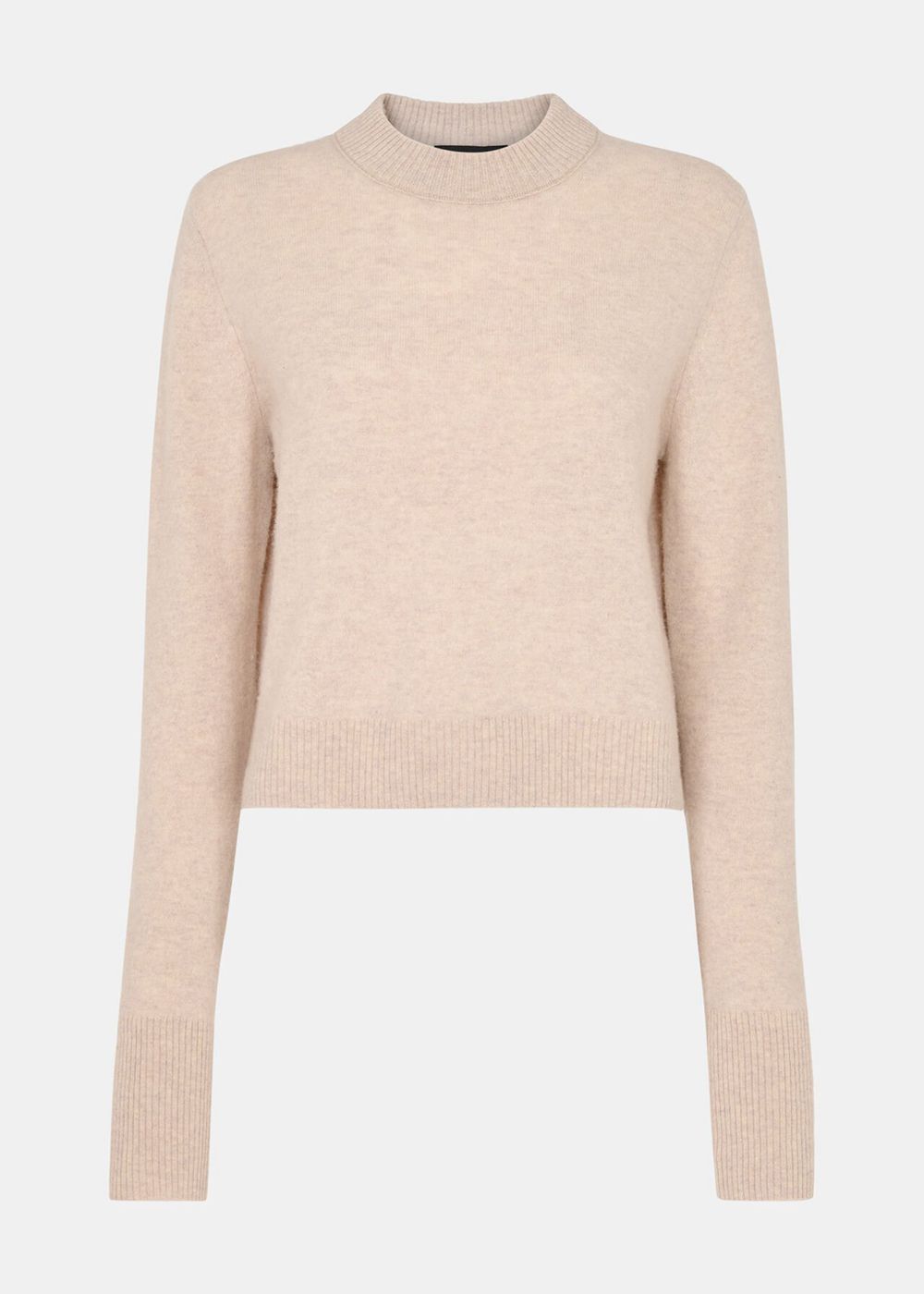 Whistles Wool Cropped Sweater Beige | US-74051EPVA