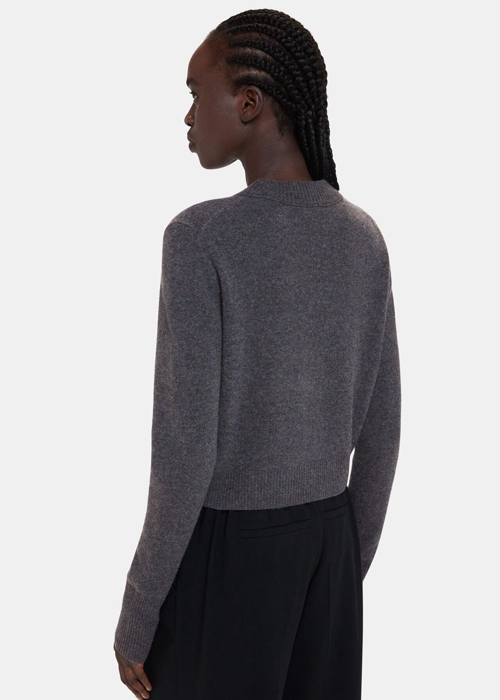 Whistles Wool Cropped Sweater Dark Grey | US-96481MQDV