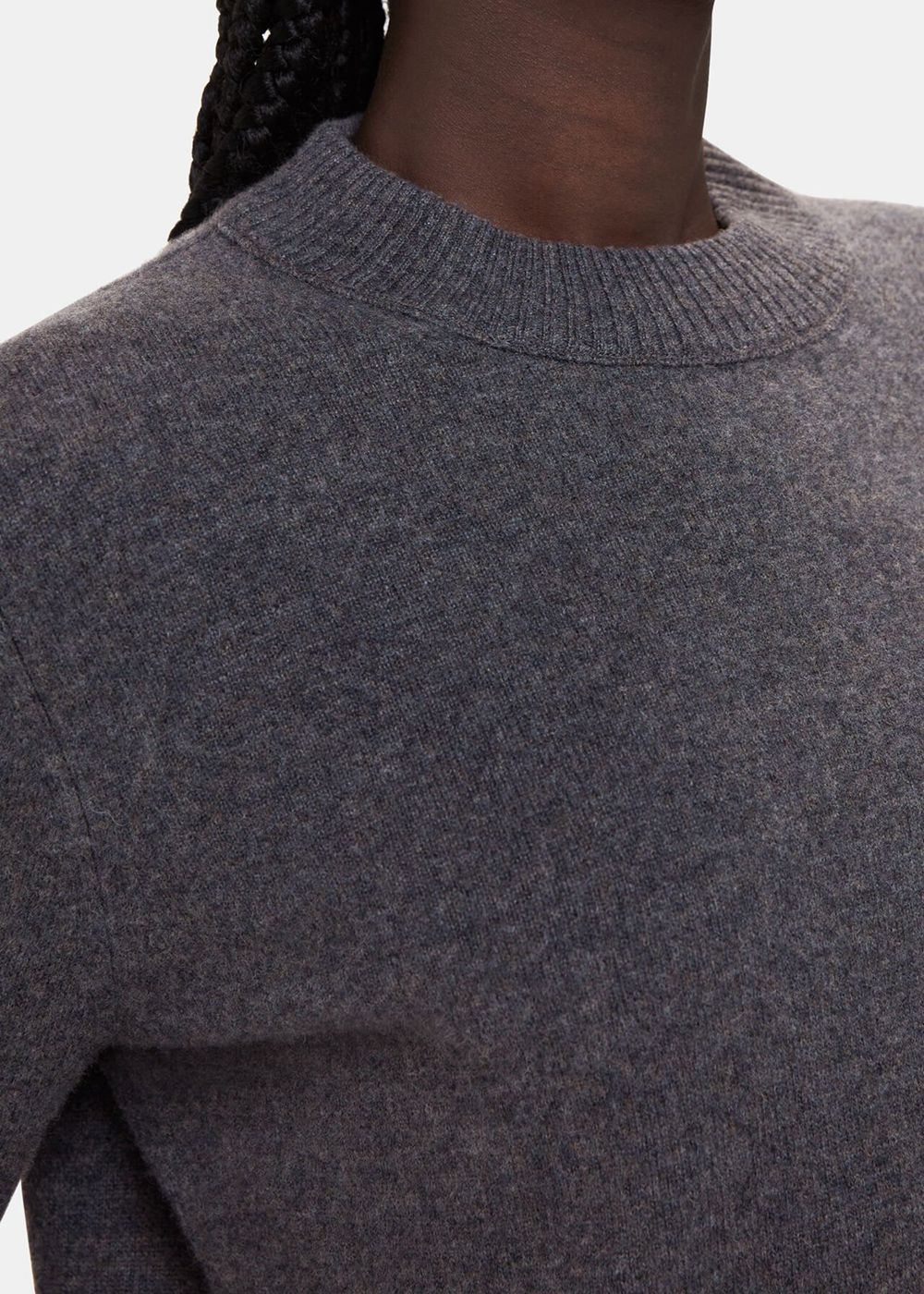 Whistles Wool Cropped Sweater Dark Grey | US-96481MQDV