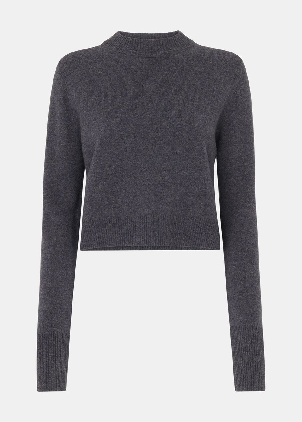 Whistles Wool Cropped Sweater Dark Grey | US-96481MQDV