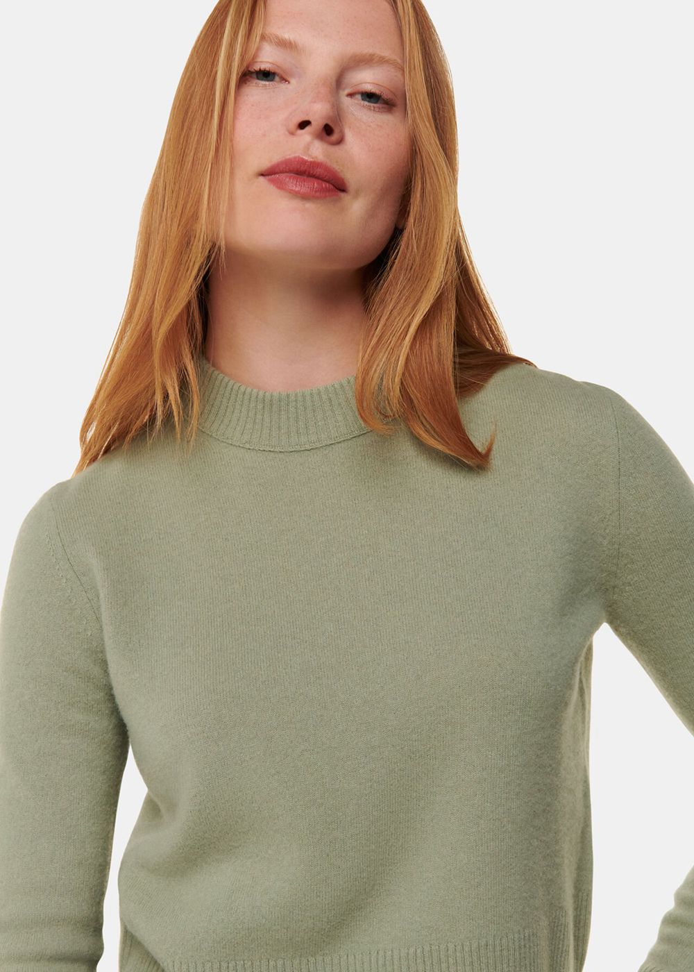 Whistles Wool Cropped Sweater Olive Green | US-79380NEXM