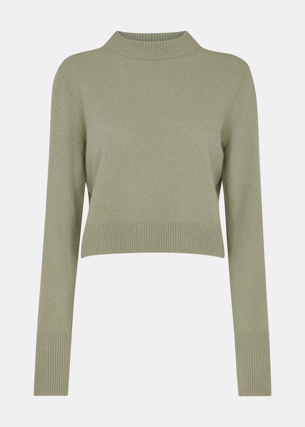 Whistles Wool Cropped Sweater Olive Green | US-79380NEXM