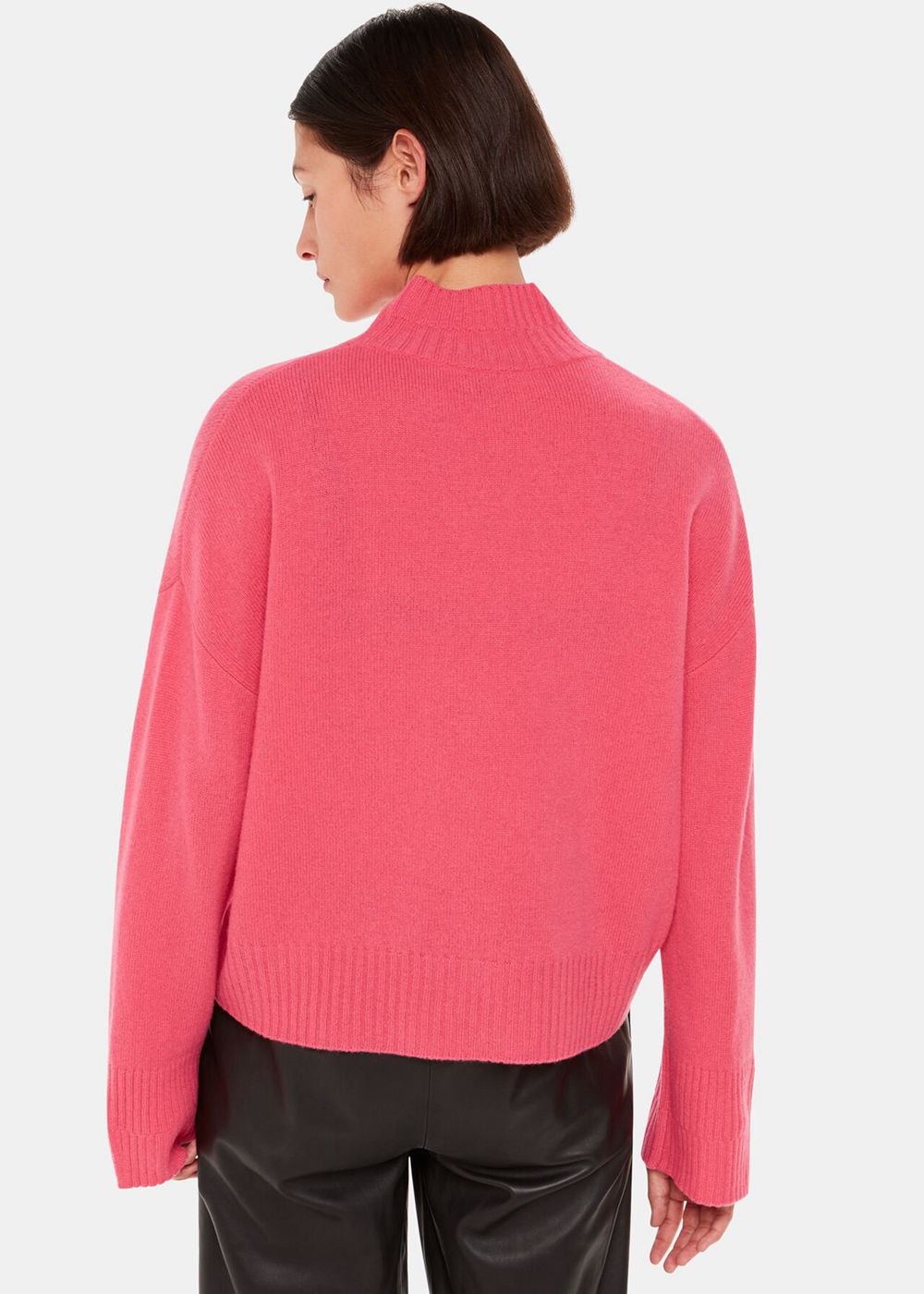 Whistles Wool Double Trim Funnel Neck Jumpers Pink | US-34697RKEL