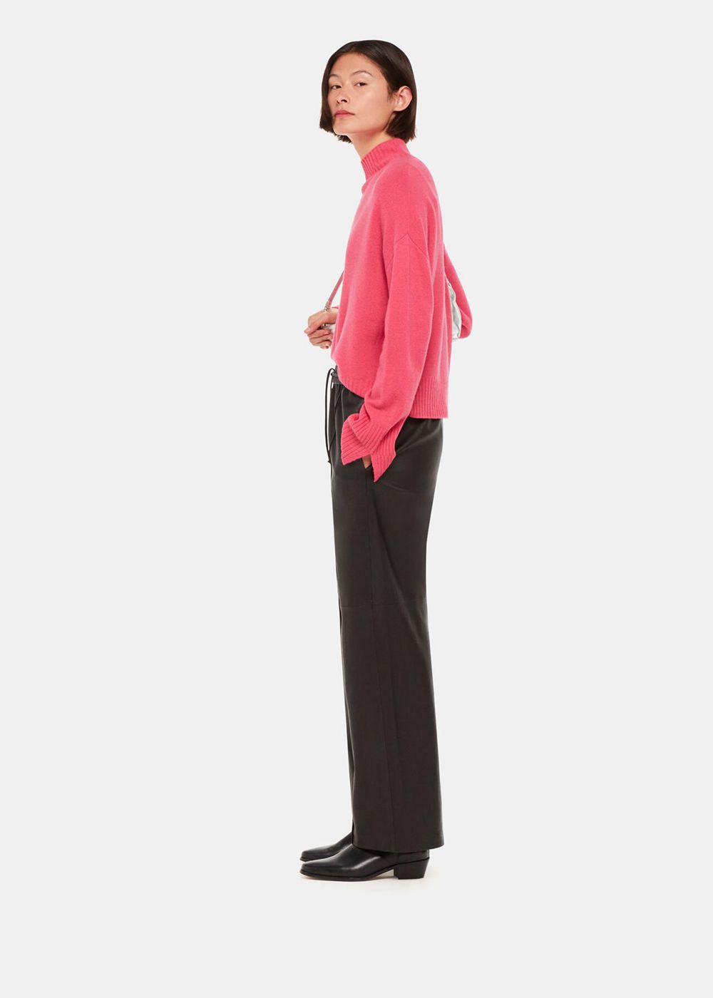 Whistles Wool Double Trim Funnel Neck Jumpers Pink | US-34697RKEL