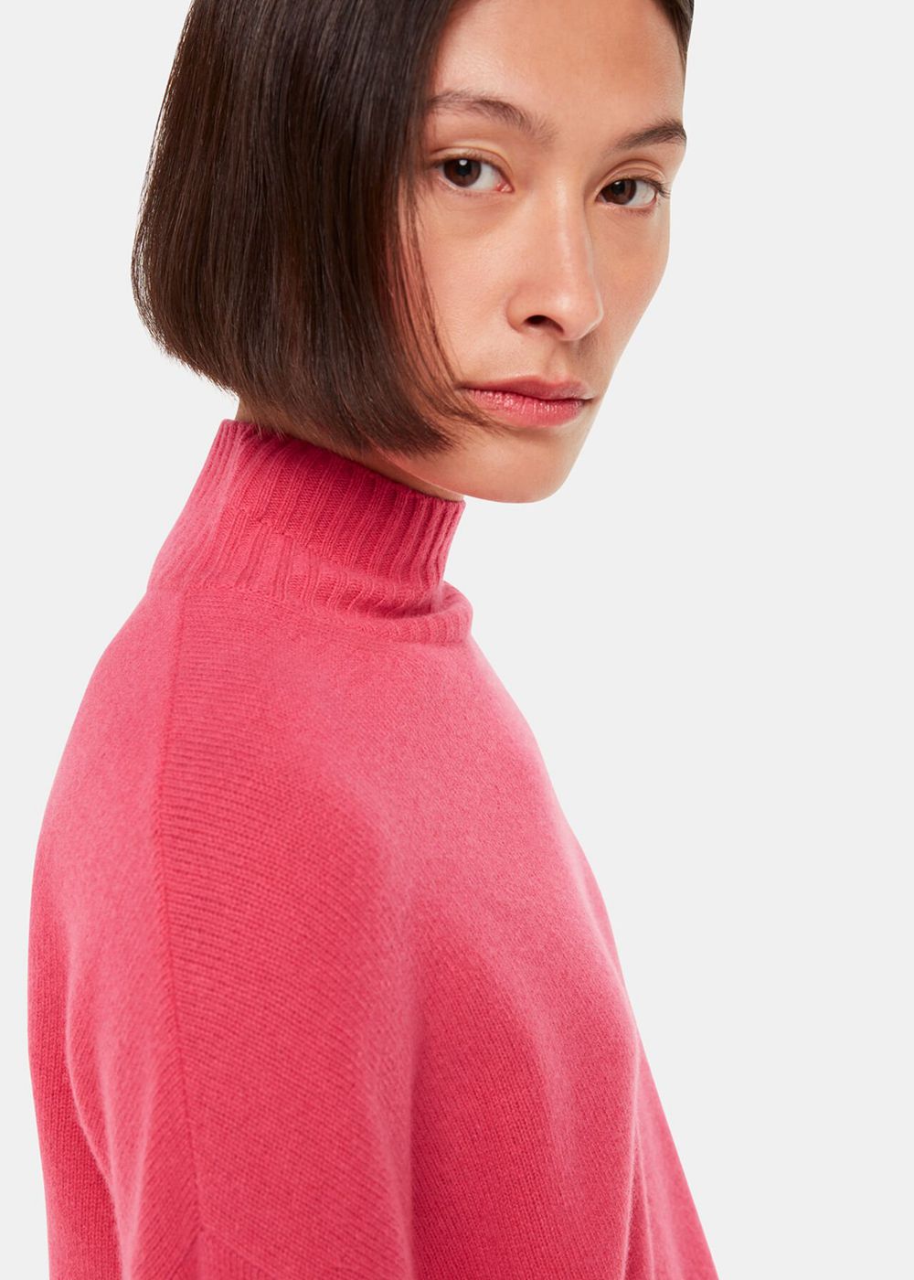 Whistles Wool Double Trim Funnel Neck Jumpers Pink | US-34697RKEL