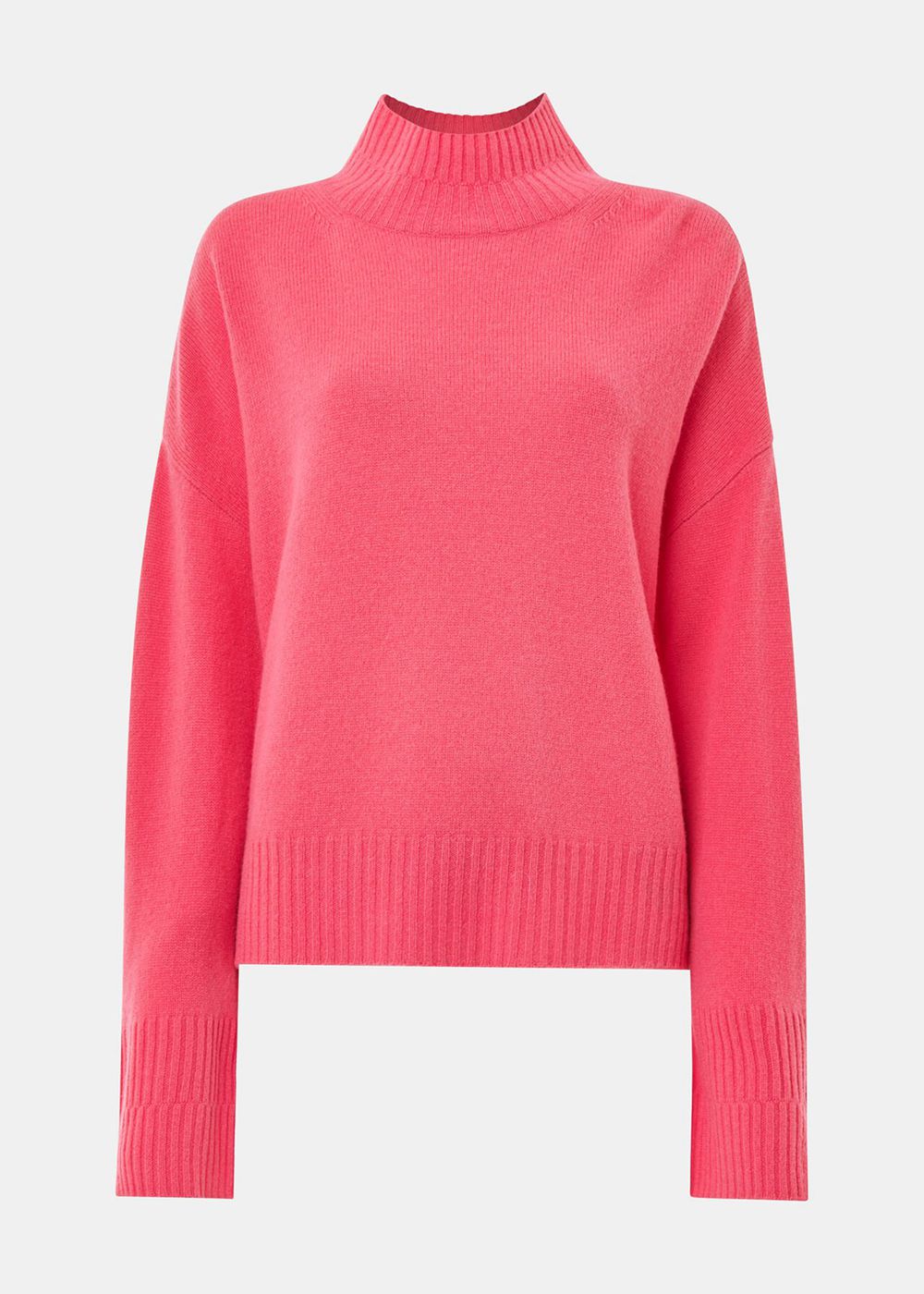 Whistles Wool Double Trim Funnel Neck Jumpers Pink | US-34697RKEL