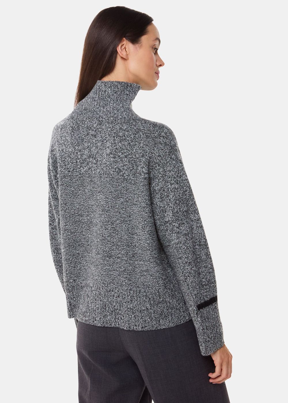 Whistles Wool Fleck Funnel Neck Knitwear Grey / Multicolor | US-32698ORCM