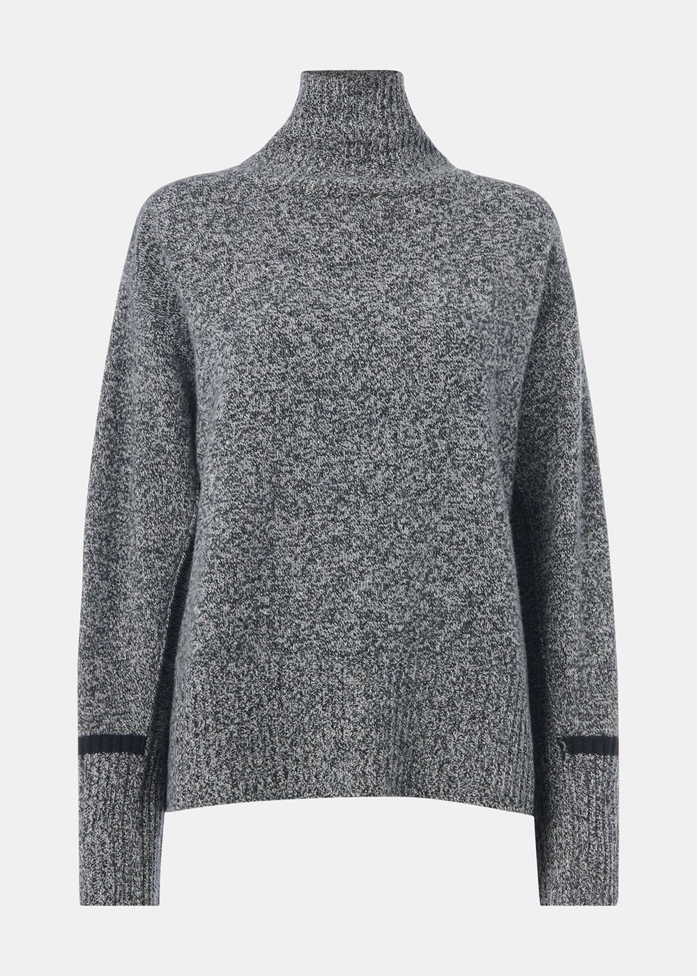 Whistles Wool Fleck Funnel Neck Knitwear Grey / Multicolor | US-32698ORCM