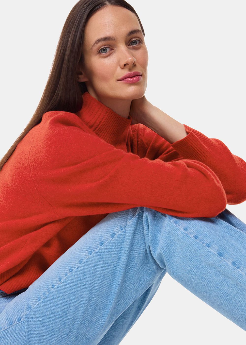 Whistles Wool Funnel Neck Knitwear Red | US-20596SNGO