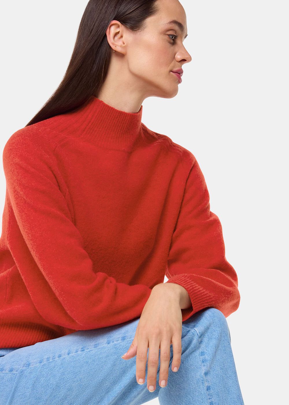 Whistles Wool Funnel Neck Knitwear Red | US-20596SNGO