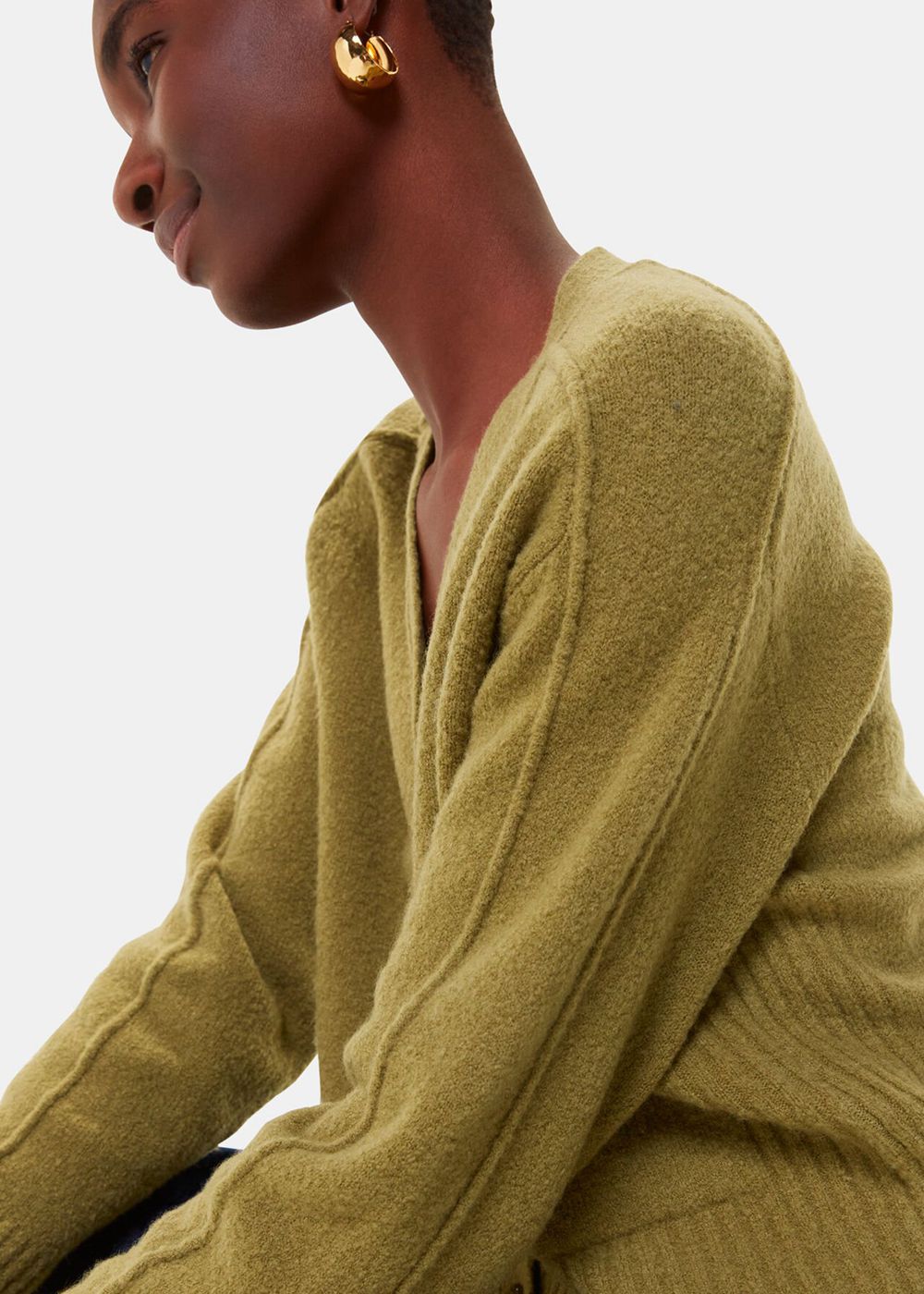 Whistles Wool Mix Pocket Cardigan Olive Green | US-20635TRKC