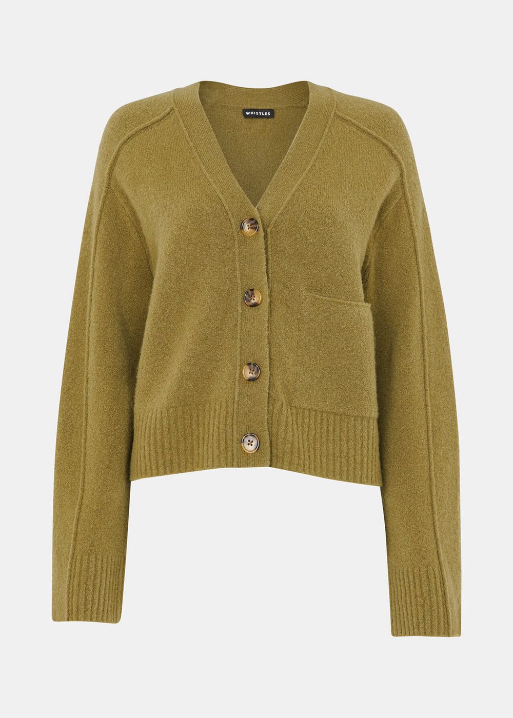 Whistles Wool Mix Pocket Cardigan Olive Green | US-20635TRKC