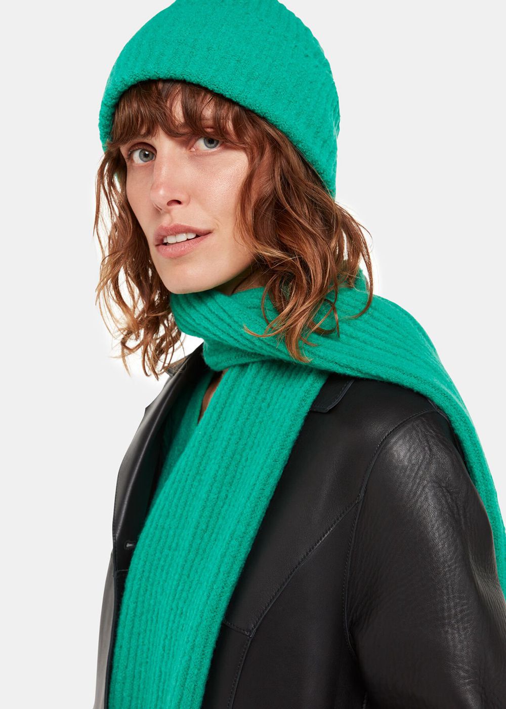 Whistles Wool Mix Rib Beanie Green | US-96410GILZ