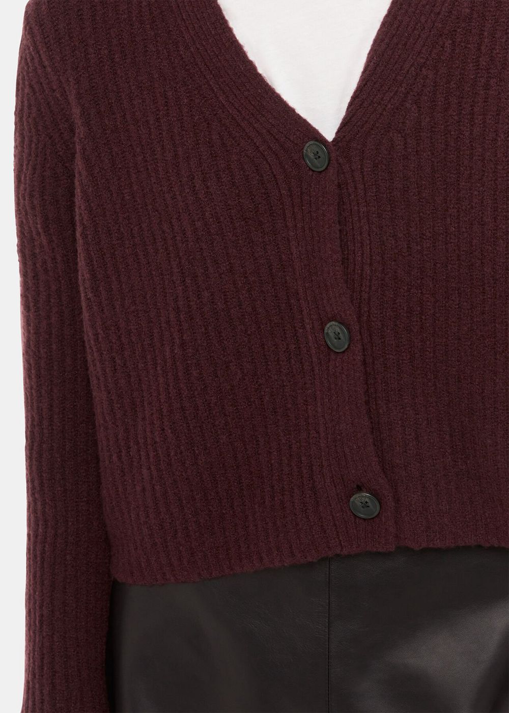 Whistles Wool Mix Rib Cardigan Burgundy | US-85067PXAO