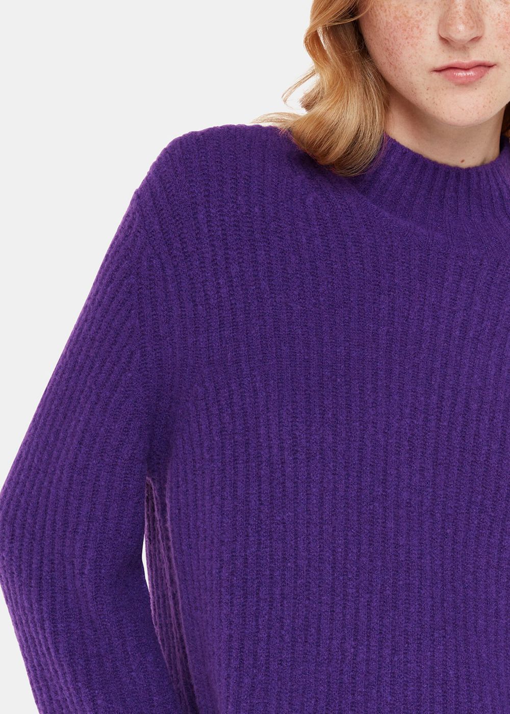 Whistles Wool Mix Rib Funnel Neck Knitwear Purple | US-43768KVIE