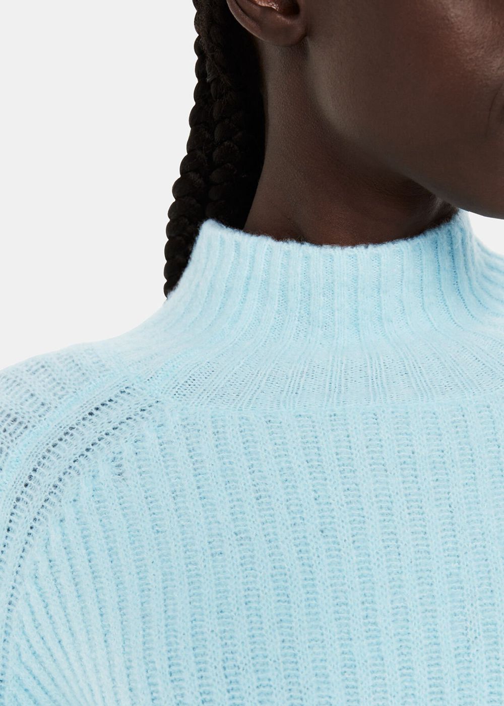 Whistles Wool Mix Rib Funnel Neck Knitwear Blue | US-60817SKZE