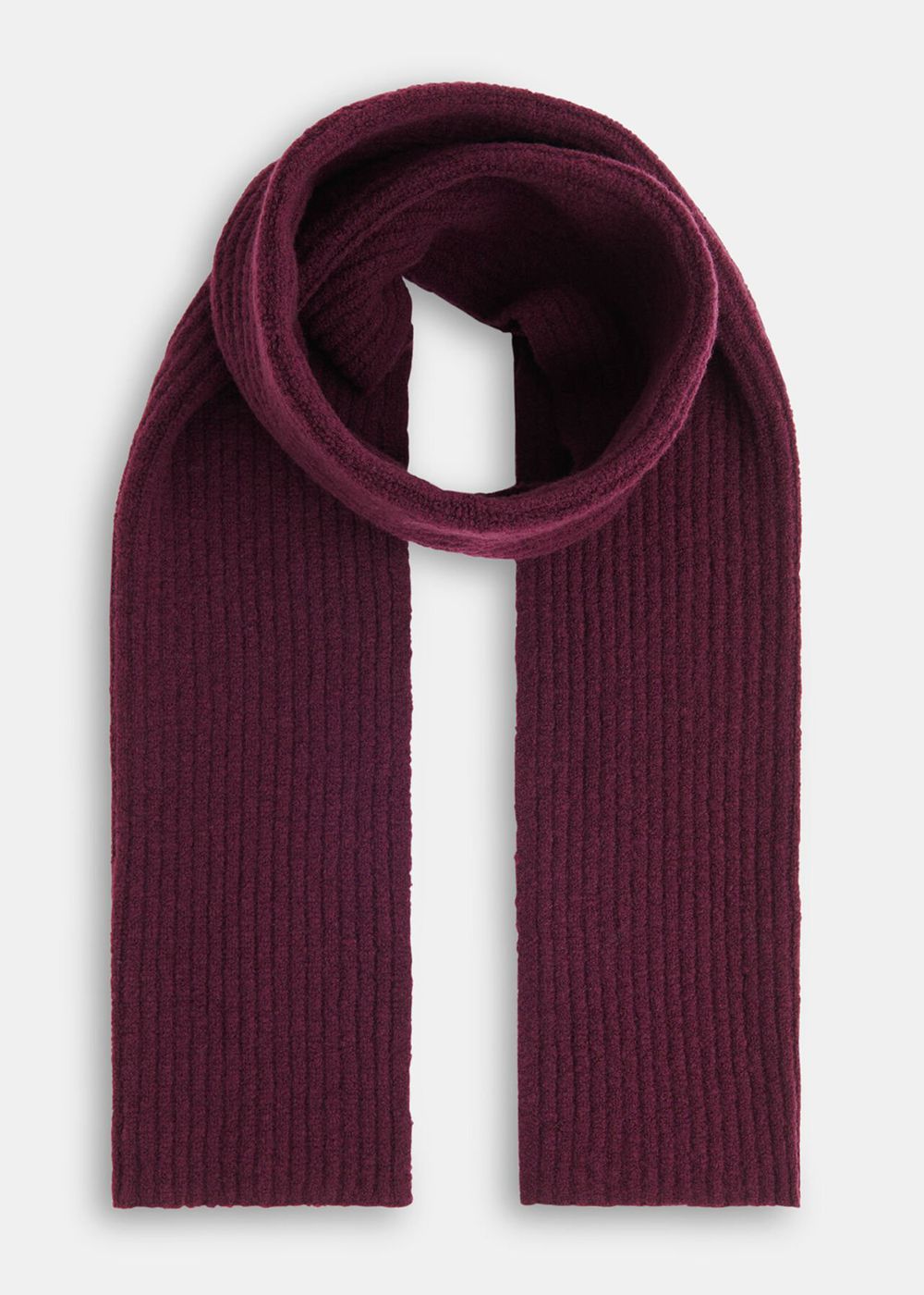 Whistles Wool Mix Rib Scarf Burgundy | US-93082UALY