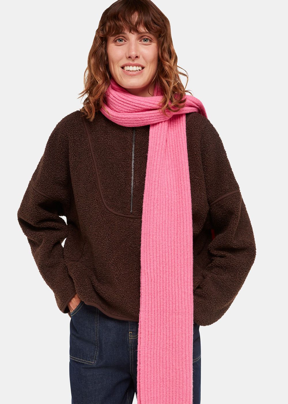 Whistles Wool Mix Rib Scarf Pink | US-27308FDPJ