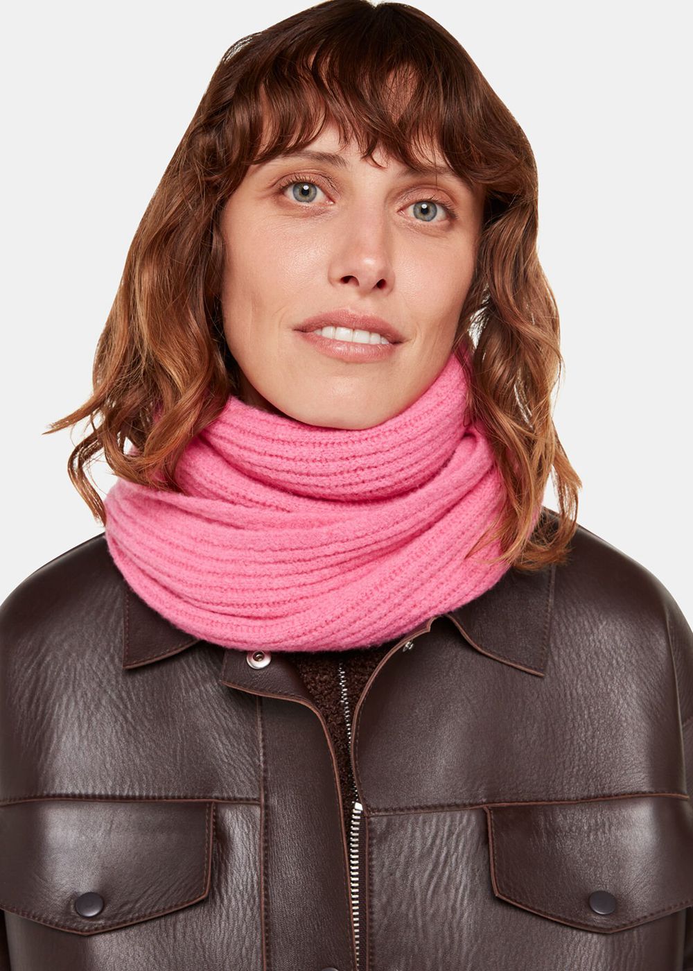 Whistles Wool Mix Rib Scarf Pink | US-27308FDPJ