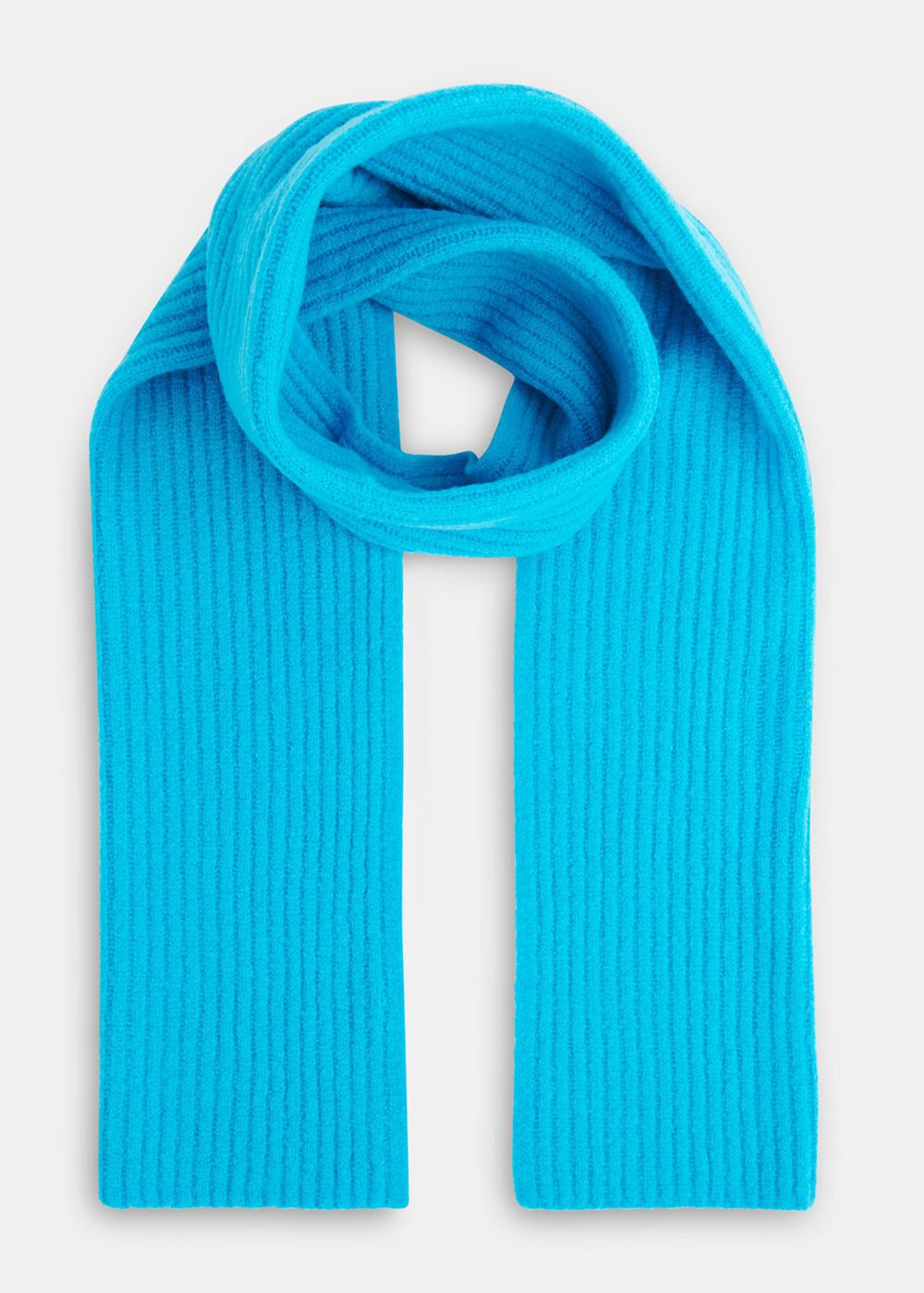 Whistles Wool Mix Rib Scarf Turquoise | US-62390GYFS