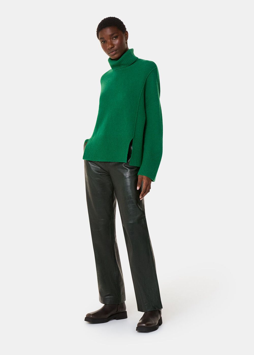 Whistles Wool Mix Roll Neck Knitwear Green | US-25786NZFH