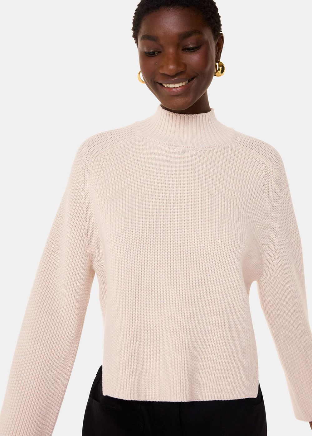 Whistles Wool Mix Side Detail Knitwear White | US-71249SQKA