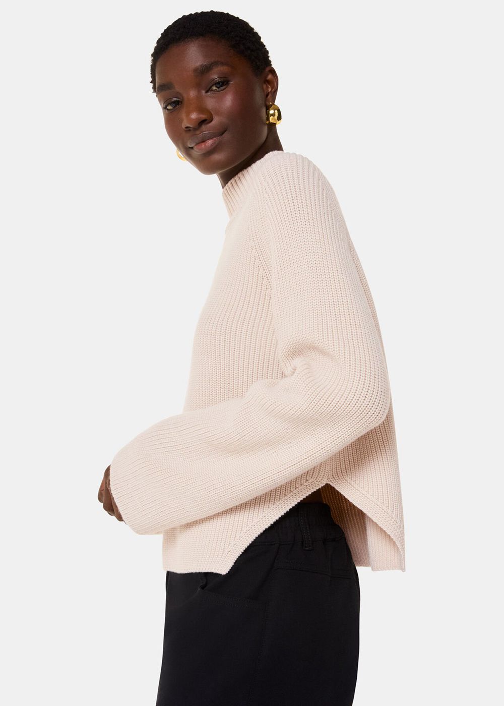 Whistles Wool Mix Side Detail Knitwear White | US-71249SQKA