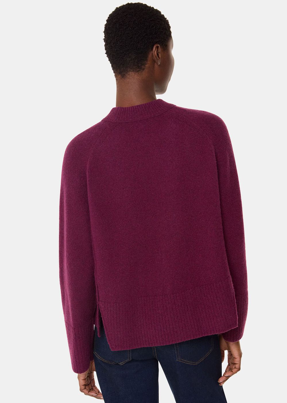 Whistles Wool Mix Side Split Knitwear Burgundy | US-35249XLPE