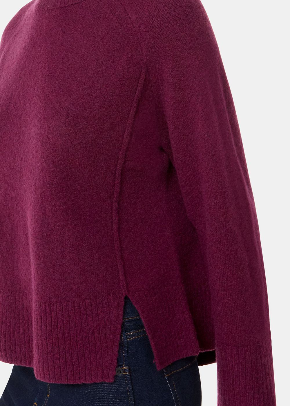 Whistles Wool Mix Side Split Knitwear Burgundy | US-35249XLPE