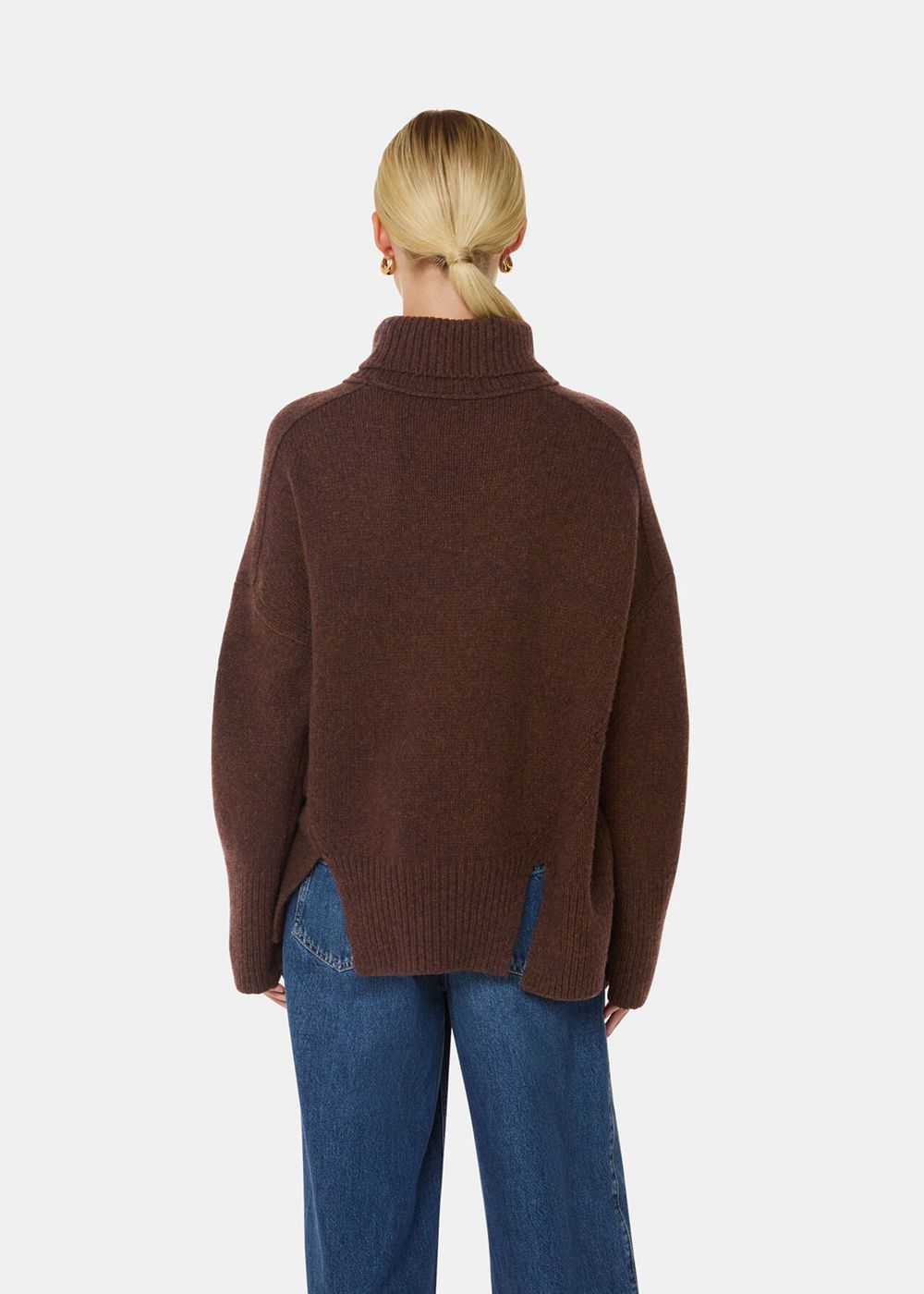 Whistles Wool Roll Neck Knitwear Brown | US-35016HWNB