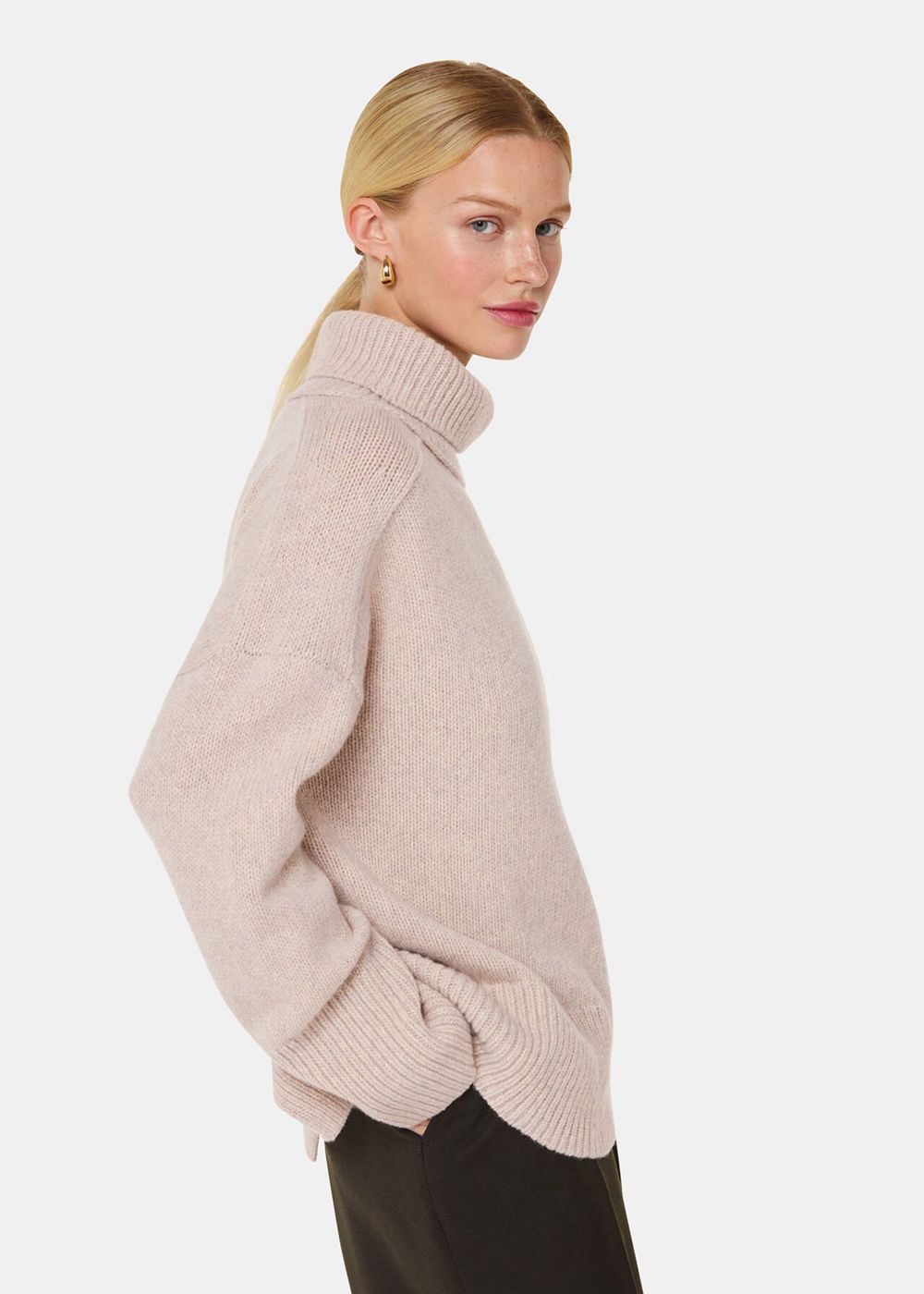 Whistles Wool Roll Neck Knitwear White | US-38749ZSHR