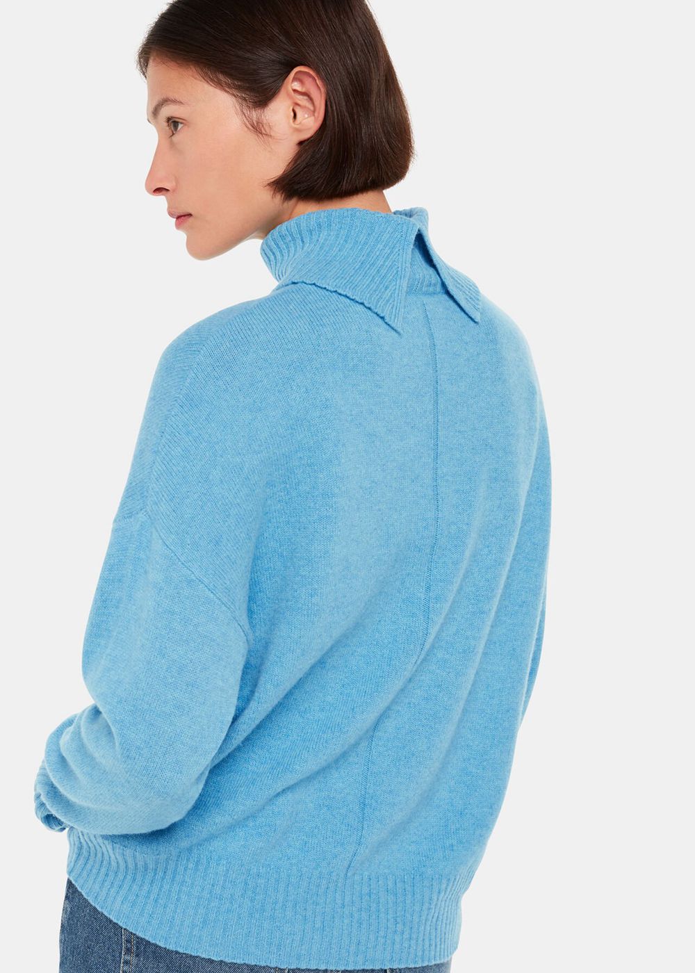 Whistles Wool Roll Neck Pocket Sweater Blue | US-89173JEZC