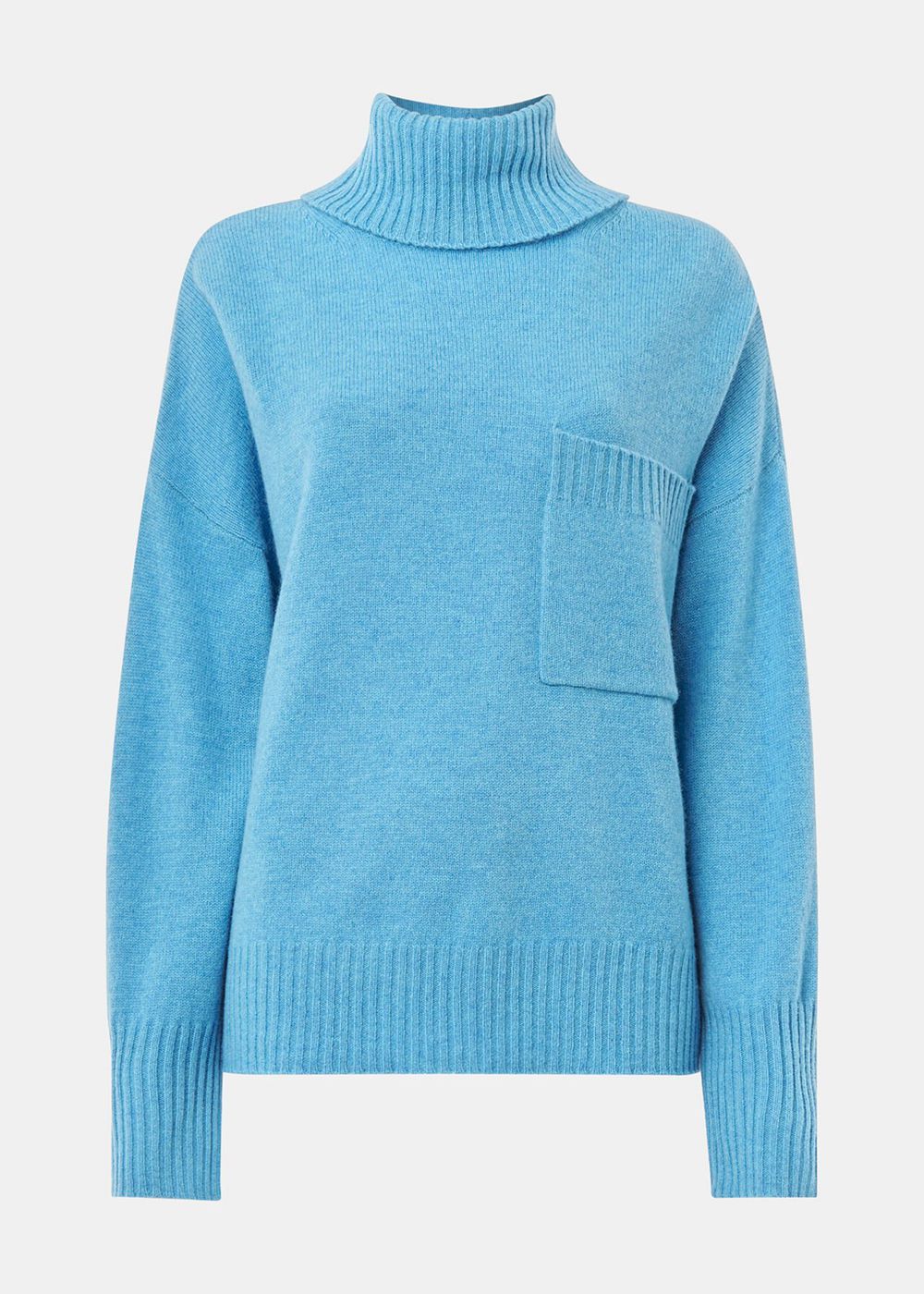 Whistles Wool Roll Neck Pocket Sweater Blue | US-89173JEZC