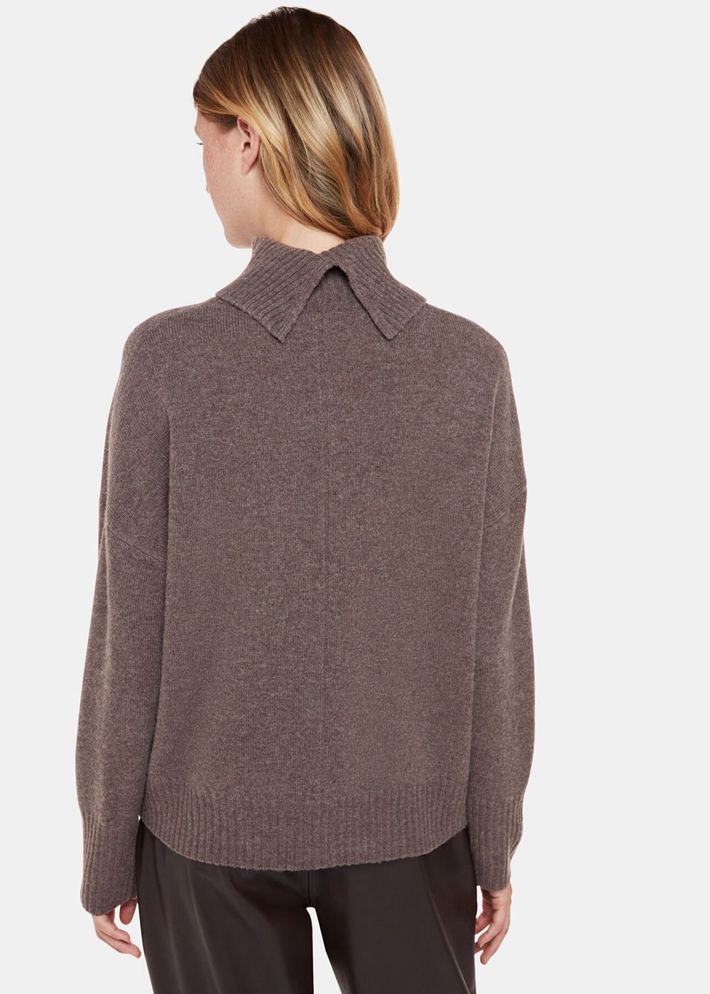 Whistles Wool Roll Neck Pocket Sweater Chocolate | US-50923GENA