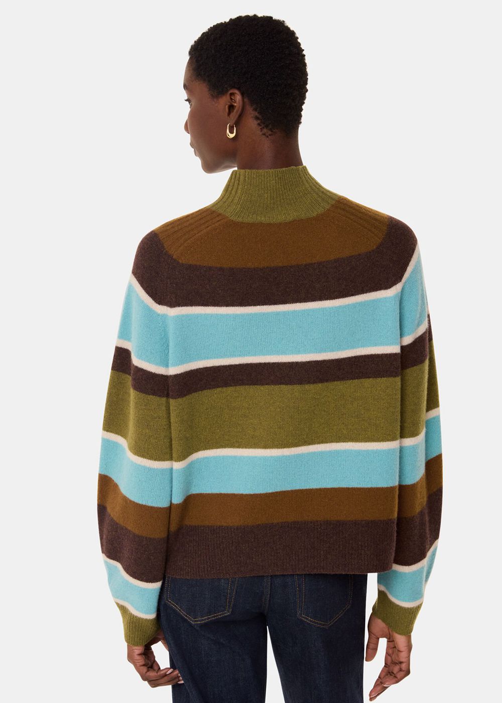 Whistles Wool Stripe Funnel Neck Knitwear Multicolor | US-08917YOCE