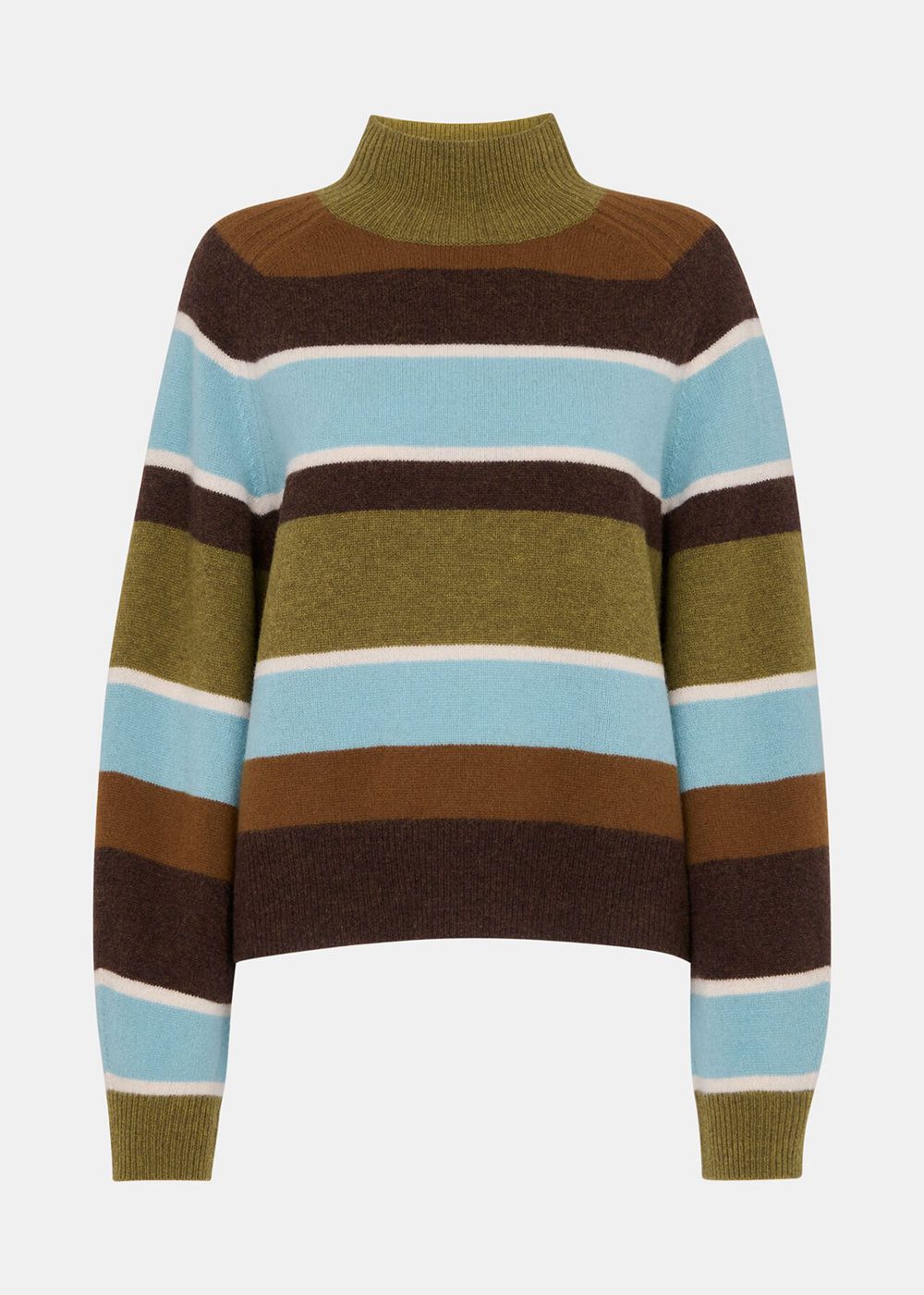 Whistles Wool Stripe Funnel Neck Knitwear Multicolor | US-08917YOCE