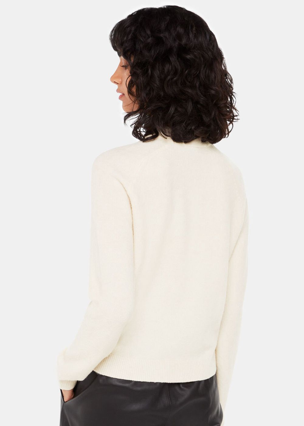 Whistles Wool Textured Crew Neck Knitwear White | US-61023UCXT