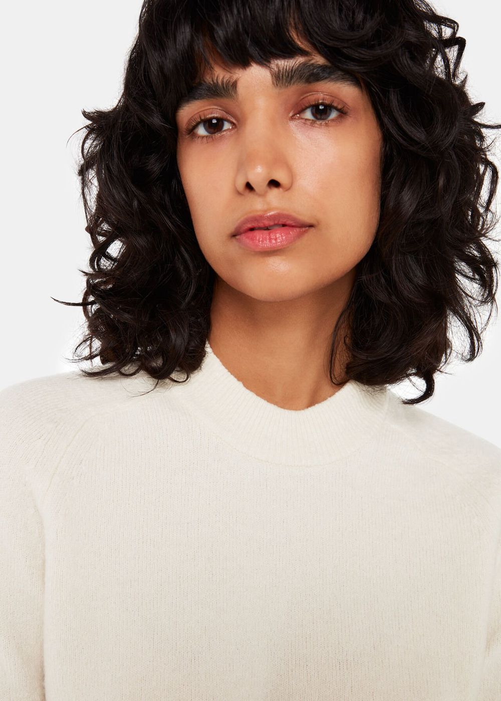 Whistles Wool Textured Crew Neck Knitwear White | US-61023UCXT