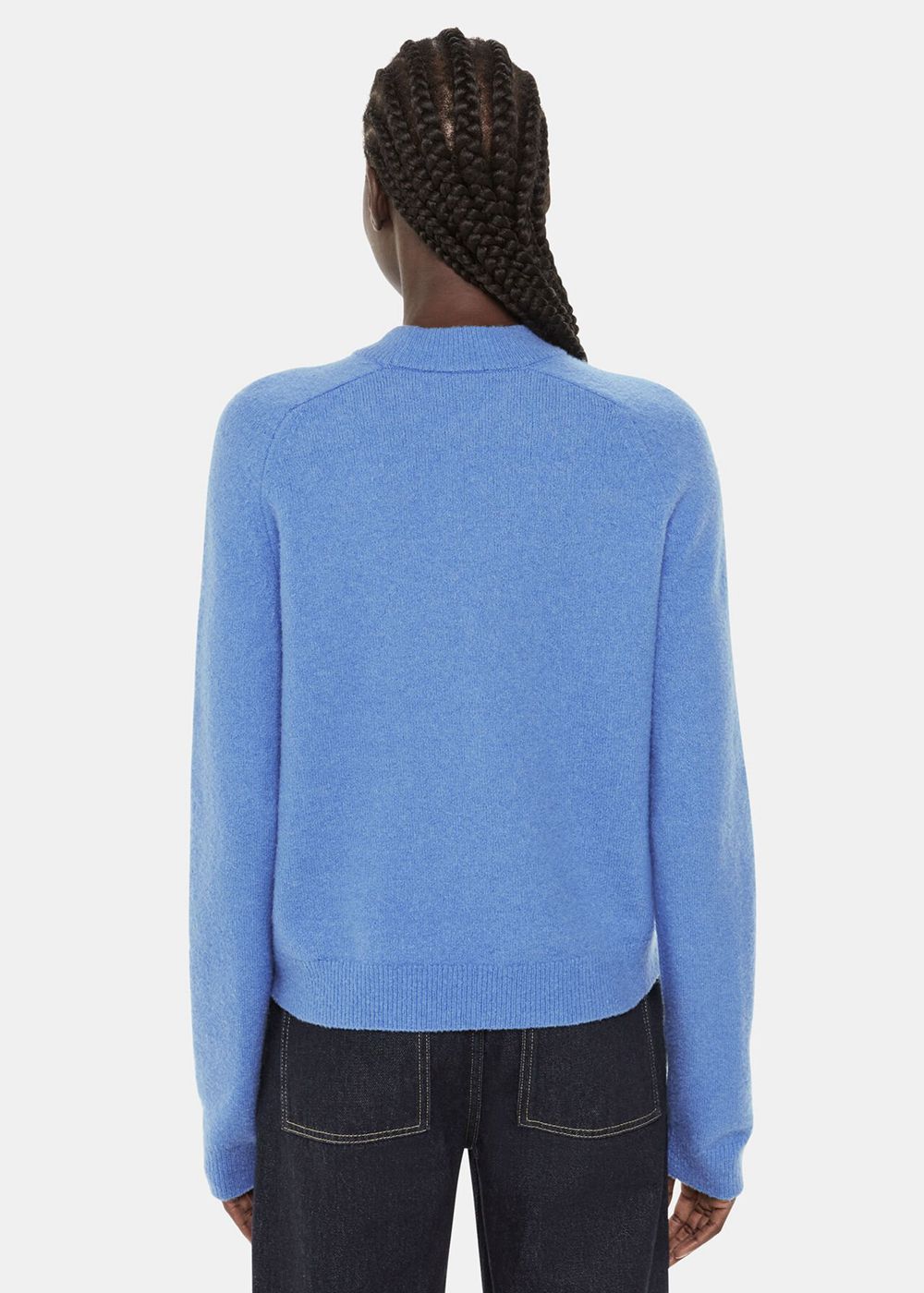 Whistles Wool Textured Crew Neck Knitwear Blue | US-24538AKCV