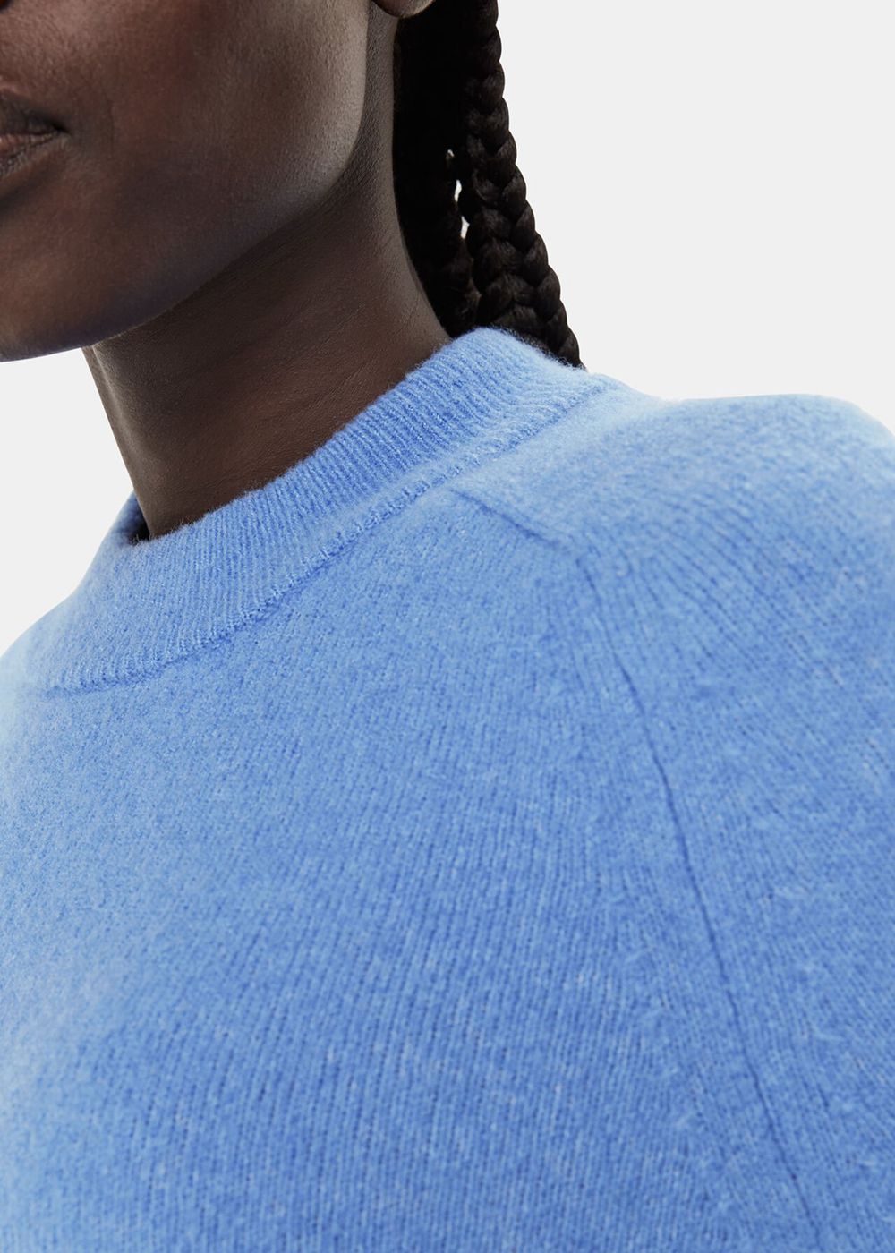 Whistles Wool Textured Crew Neck Knitwear Blue | US-24538AKCV