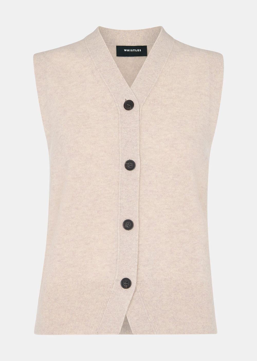 Whistles Wool V Neck Button Front Knitwear Beige | US-01732BEYK