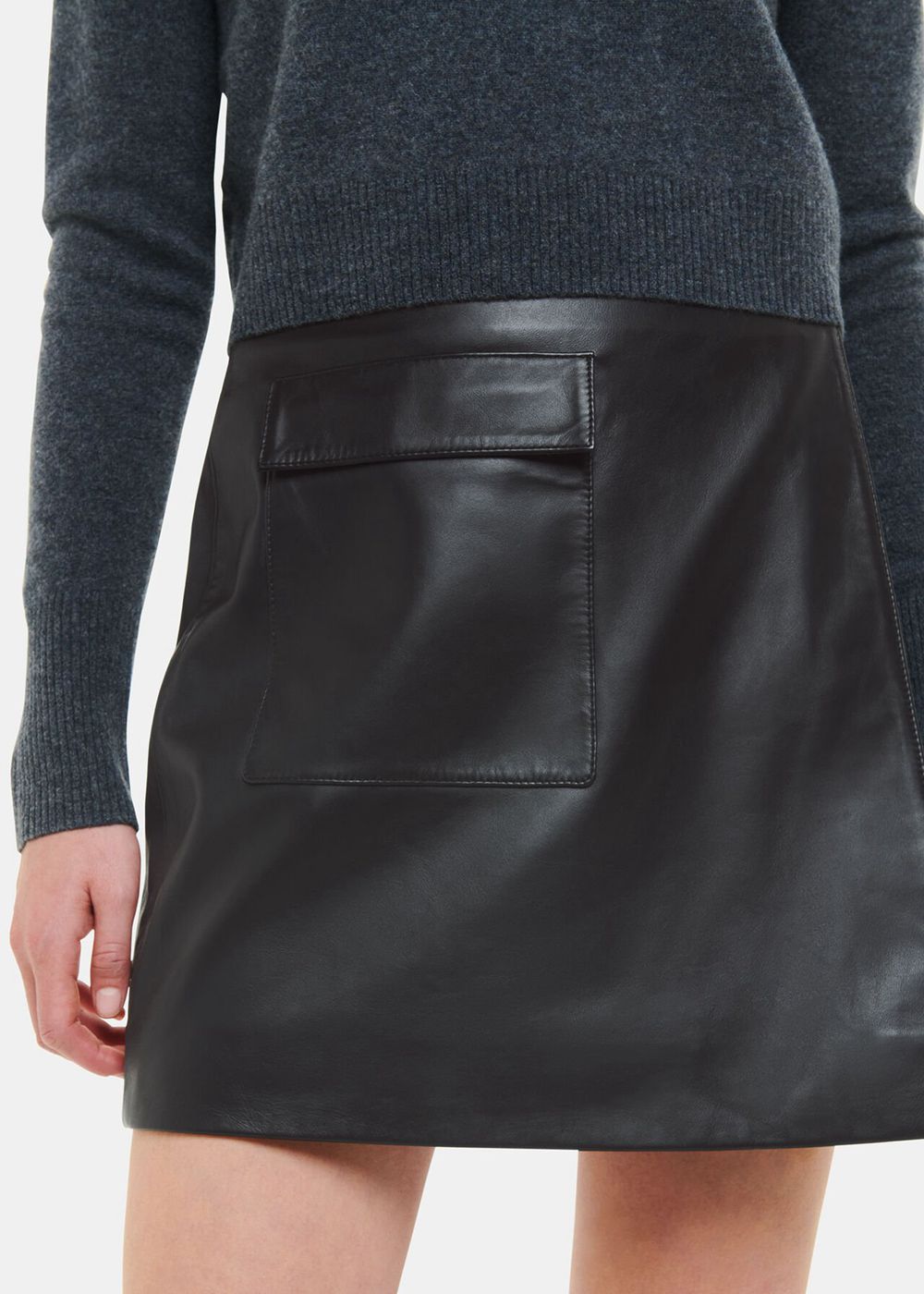 Whistles Wrap Leather Mini Skirts Black | US-68104PRHW