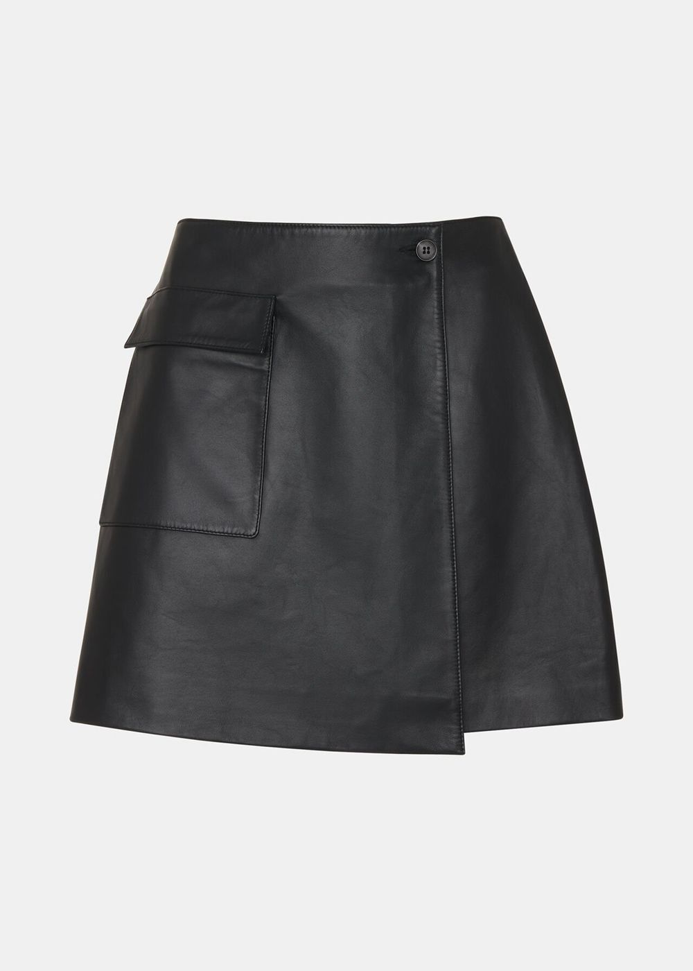 Whistles Wrap Leather Mini Skirts Black | US-68104PRHW