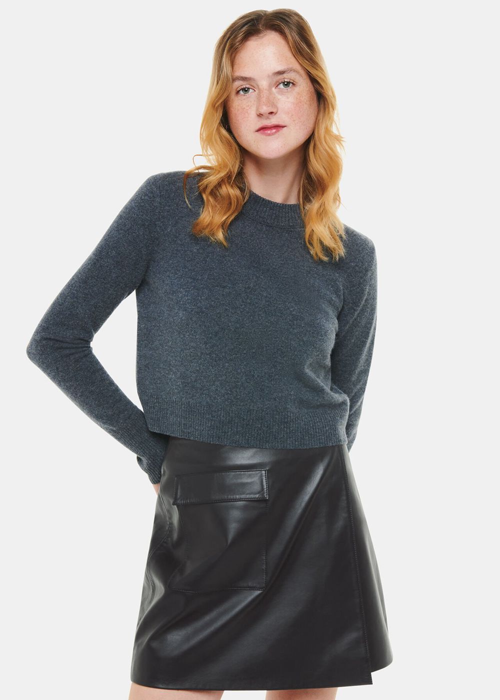 Whistles Wrap Leather Mini Skirts Black | US-68104PRHW