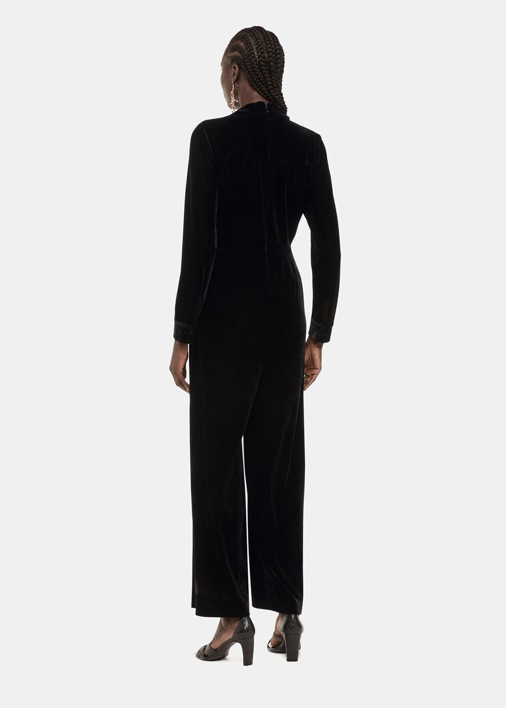 Whistles Wrap Velvet Jumpsuit Black | US-84902FAIH