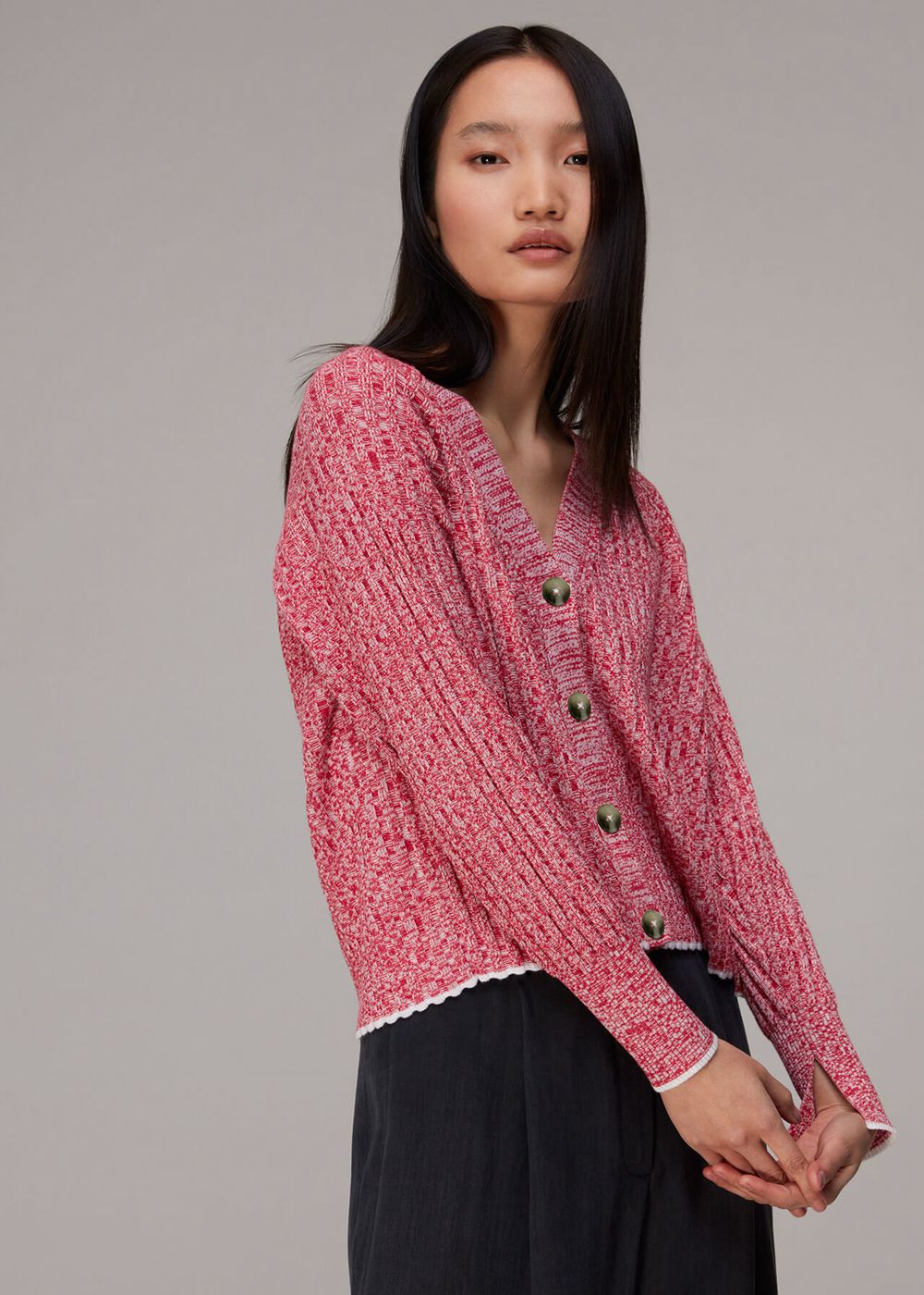 Whistles Wynn Flecked Cardigan Red / Multicolor | US-21935HART