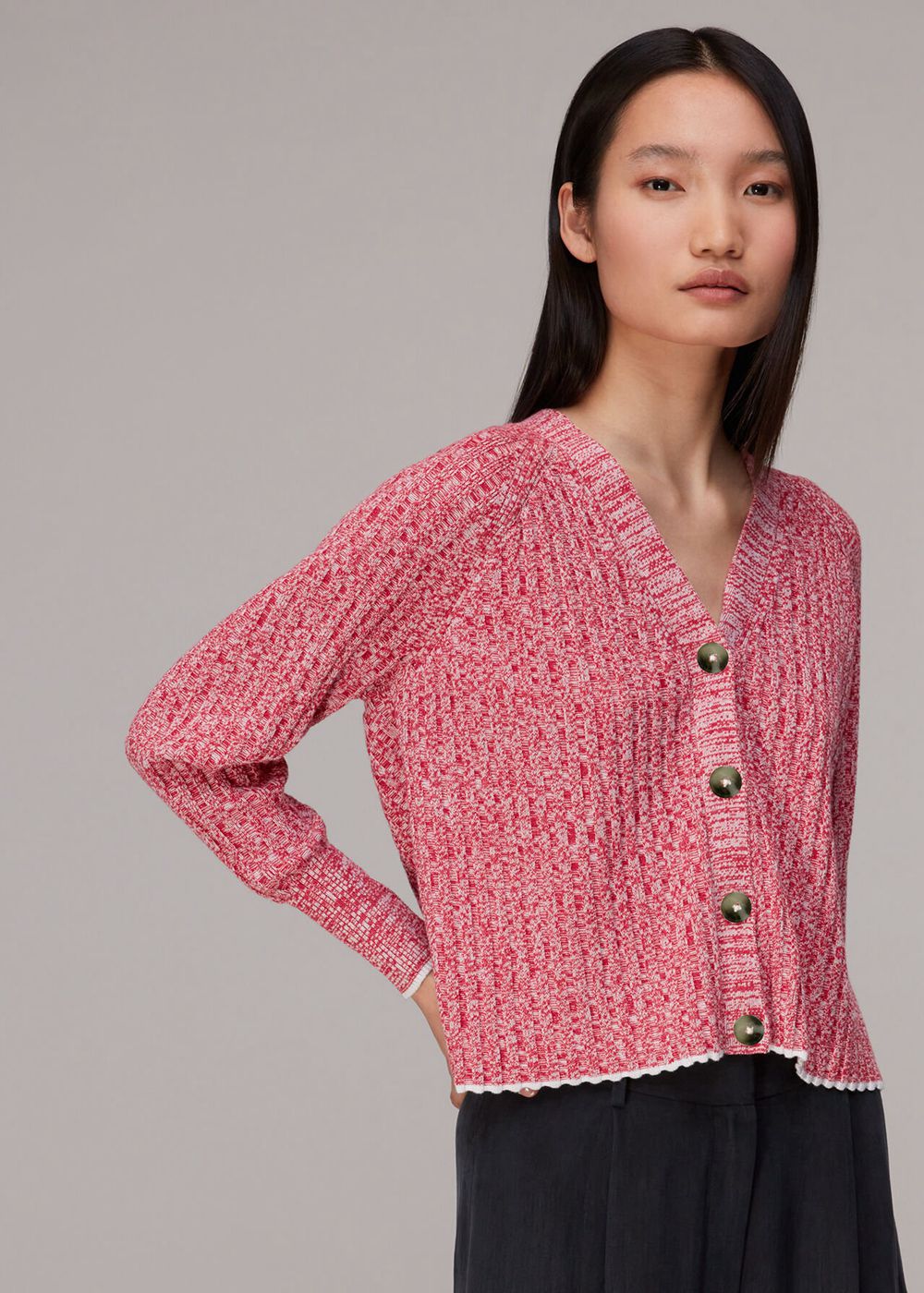 Whistles Wynn Flecked Cardigan Red / Multicolor | US-21935HART