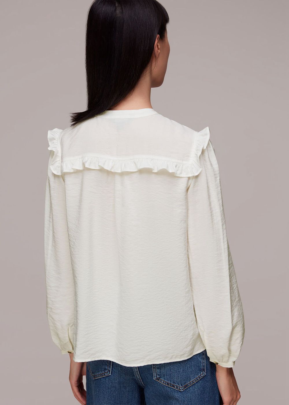 Whistles Xenia Yoke Frill Blouse White | US-38167KEBV