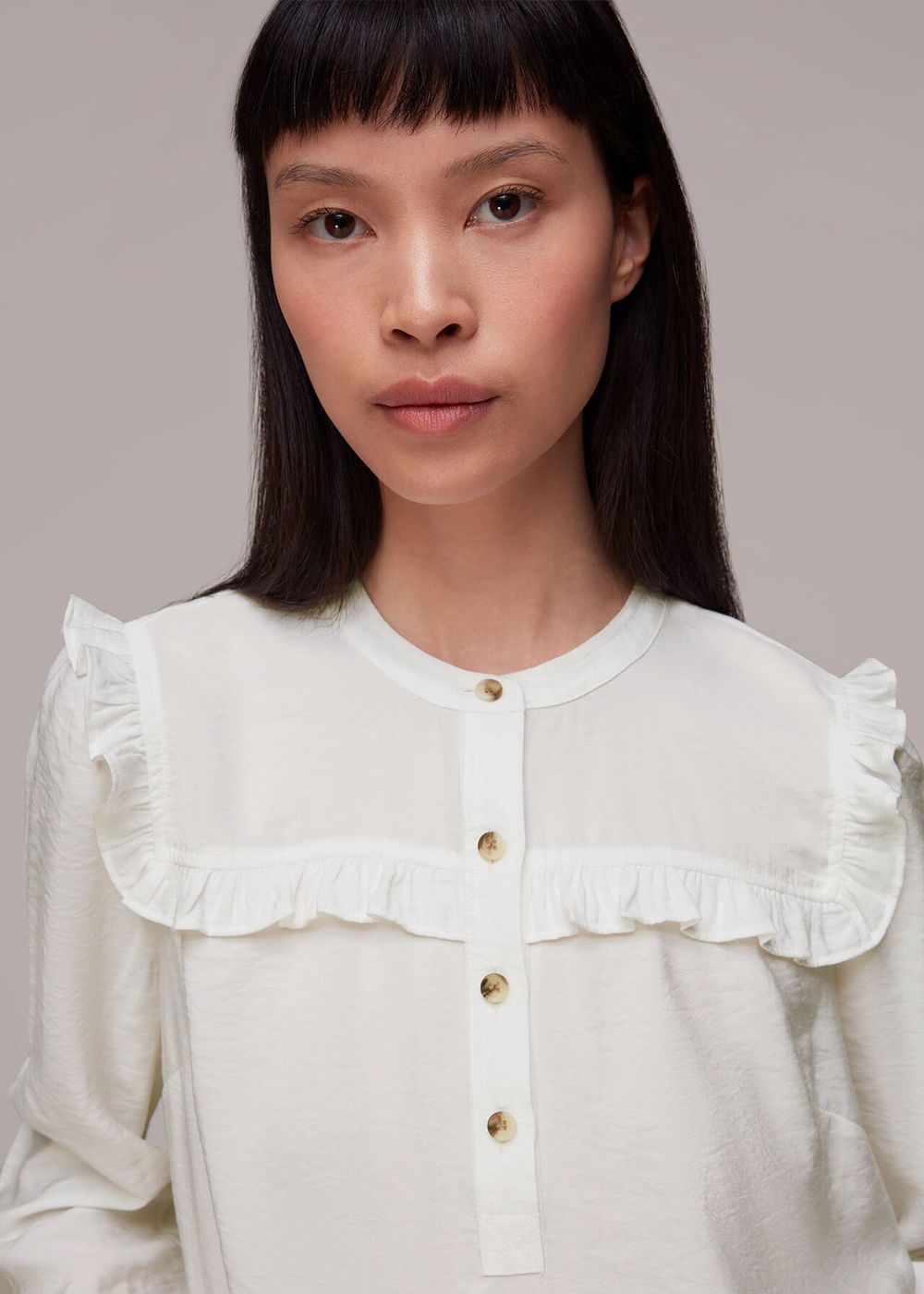 Whistles Xenia Yoke Frill Blouse White | US-38167KEBV